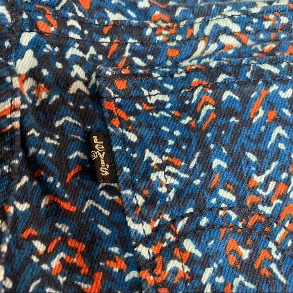 Levis Raw Edge Orange/Blue Abstract Chevron Cut Off Jean Shorts - Picture 6 of 11